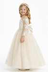 Wedding Lace Flowers Girl Gowns Floor Length Pageant Dress Flower Princess Bow Knot
