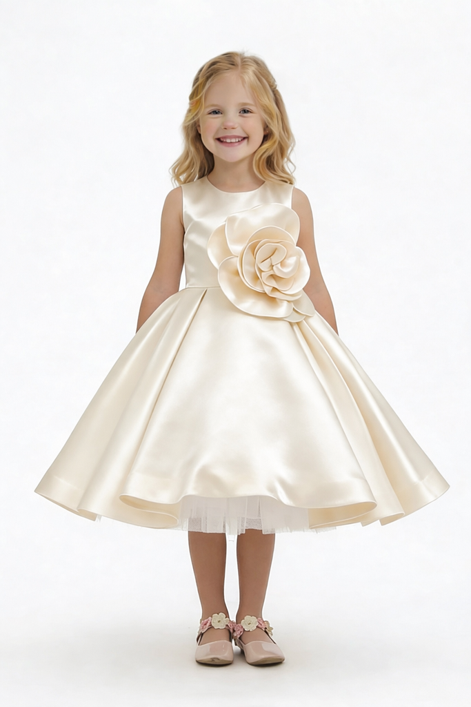 Lacey Bell Communion Dress Knee Length Pageant Dress Flower Princess Childrens Dresses for Wedding