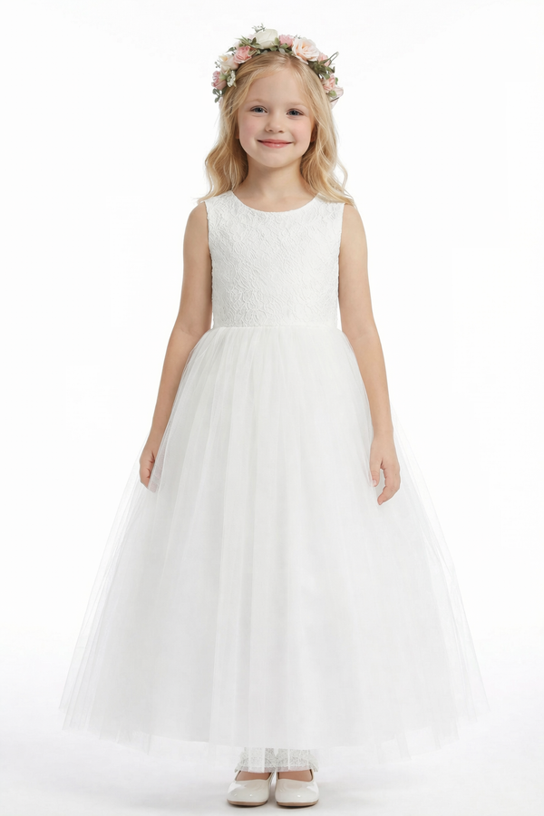 Tulle Sleeveless Lace Floor-length Princess Dress Flower Girl Dress Birthday Party Dresses