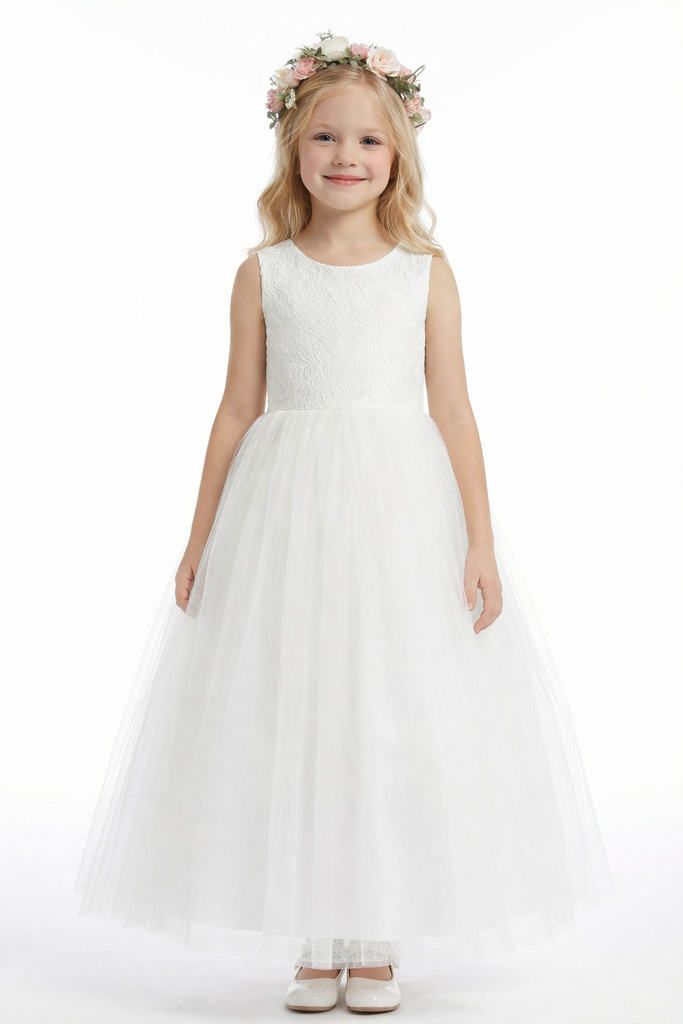Tulle Sleeveless Lace Floor-length Princess Dress Flower Girl Dress Birthday Party Dresses