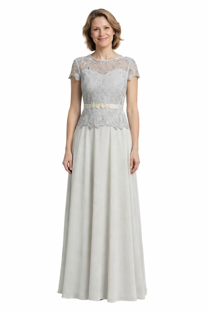 Elegant Chiffon Illusion Cap Sleeves A-line Mother of The Bride Dresses