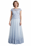 Elegant Tulle Lace Illusion Cap Sleeves A-line Mother of The Bride and Groom Dresses