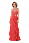 Elegant Scoop A-Line Chiffon Ruffle Lace Applique Long Mother Of The Bride Dresses