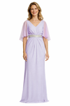 Elegant V-Neck bell Sleeves Chiffon Long Mother of The Bride Dresses