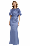 Elegant Bell Sleeves Mermaid Ruched Satin Floor-Length Mother of the Bride Dresses