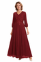 Women's Trendy Long Sleeves Chiffon Ankle Length A-Line Mother Of The Bride Dresses
