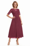 Elegant Illusion Half Sleeves Chiffon Short A-Line Mother Of The Bride Dresses