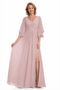 Elegant Half Sleeves Chiffon Side Slit A-Line Mother Of The Bride Dresses