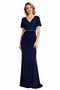 Elegant V-Neck Mermaid Short Sleeves Crepe Long Mother Of The Bride Dresses