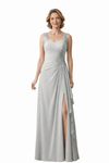 Trendy Chiffon Ruffle A-Line Long Mother of The Bride and Groom Dresses