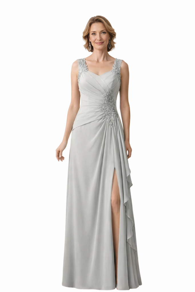 Cetims Elegant Chiffon Spaghetti Straps Sleeveless A Line Long Mother of The Bride Dresses Pool