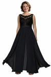 Elegant Chiffon Lace Bodice Long Pantsuits For Mother of The Bride