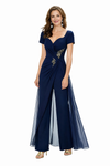 Elegant Chiffon Short Sleeves Unique JumpSuit For Mother of The Bride