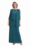 Elegant Chiffon Jewel Sleeveless A-Line Long Mother of The Bride Dresses With Jacket