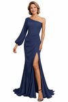Elegant One Sleeve Side Slit Chiffon Mermaid Mother Of The Bride Dresses