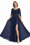 Elegant Unique Lace Chiffon  A-Line Mother Of The Bride Dresses Side Slit