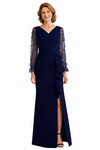 Elegant Mermaid Flutter Sleeve Crepe Long Mother of the Brides and Groom Dresses