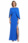 Modern Cape Sleeves Crepe Mermaid Long Mother of the Brides Dresses