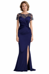 Elegant Short Sleeves Illusion Lace Chiffon Mermaid Mother of the Brides Dresses Side Slit