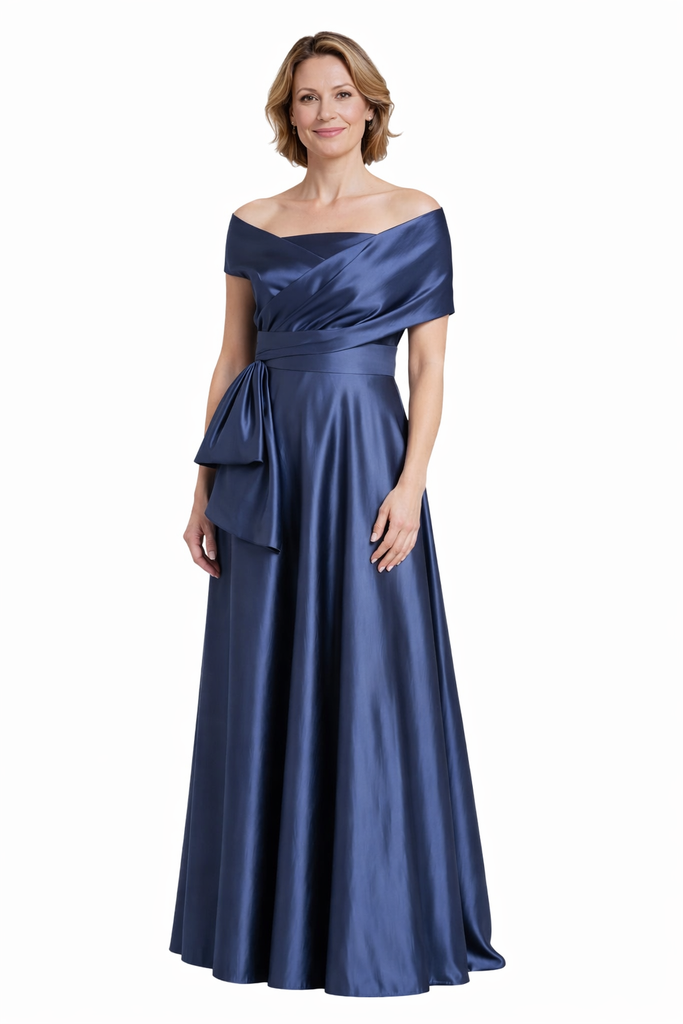 Elegant Asymmetrical Sleeveless A-Line Soft Satin Floor-Length Mother of the Bride Dresses