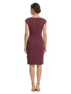 Mother of The Bride Dress Beautiful Jewel Cap Sleeve Crepe Sheath Midi Gown Ruffled Stylish Design