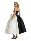 Elegant Black and White Satin Sweetheart A-Line Midi Mother Of The Bride Dresses