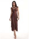 Elegant Bell Sleeves Chiffon A-line Midi Mother of The Bride Dresses