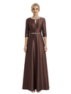 Sophisticated 3/4 Sleeves Beaded A-Line Satin Mother Of The Bride Dress