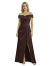 Off The Shoulder Mother Of The Groom Dresses Side Slit Satin Ruched A-Line Gown
