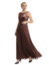 Mother of The Bride Dresses Scoop Sleeveless Lace Chiffon Maxi Gown Classy Ruched Formal Wedding Event Dress