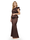 Elegant Scoop Ruffle Satin Mermaid Mother Of The Bride Dress
