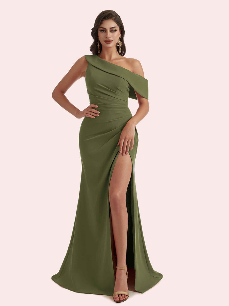 elegant mermaid bridesmaid dresses Elitara Elegant Romantic Chiffon Matte Draped Decor Open Shoulder Strapless Fitted Mermaid Bridesmaid Dress