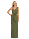 V-Neck Sheath Sleeveless Mother of The Bride Dress Crepe