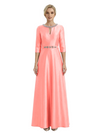 Sophisticated 3/4 Sleeves Beaded A-Line Satin Mother Of The Bride Dress