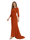 Mother of The Groom Dress Elegant Crew Scoop 3/4 Sleeve Crepe Maxi Gown Pleated Detail Classy Look