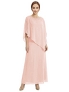 Classy Beaded Chiffon Overlay Poncho Style Mother of the Bride Gown