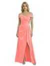 Off The Shoulder Mother Of The Groom Dresses Side Slit Satin Ruched A-Line Gown