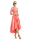 Elegant Boat Neck Satin Lace Mother Of The Bride Dresses High-Low A-Line Gowns