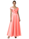 Sophisticated Off Shoulder Sleeveless A-Line Satin Mother Of The Bride Dress