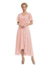 Unique Flutter Sleeves Lace Beaded Short Mother of the Groom Dresses
