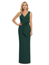 V-Neck Sheath Sleeveless Mother of The Bride Dress Crepe