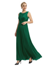 Mother of The Bride Dresses Scoop Sleeveless Lace Chiffon Maxi Gown Classy Ruched Formal Wedding Event Dress