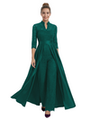 Mother of The Groom Outfit V-Neck 3/4 Sleeve Lace Pantsuit Satin Overskirt