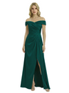 Off The Shoulder Mother Of The Groom Dresses Side Slit Satin Ruched A-Line Gown