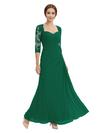 Sweetheart Ruched Lace 3/4 Sleeves A-Line Chiffon Mother Of The Groom Dress