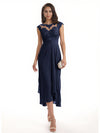 Elegant Bell Sleeves Chiffon A-line Midi Mother of The Bride Dresses
