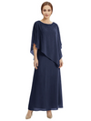 Classy Beaded Chiffon Overlay Poncho Style Mother of the Bride Gown
