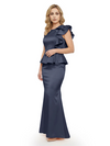 Elegant Scoop Ruffle Satin Mermaid Mother Of The Bride Dress