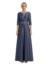 Sophisticated 3/4 Sleeves Beaded A-Line Satin Mother Of The Bride Dress