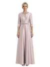 Sophisticated 3/4 Sleeves Beaded A-Line Satin Mother Of The Bride Dress